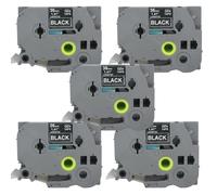 BROVACS Paquete de 5 cintas de etiquetas laminadas blancas sobre negras compatibles con impresora de etiquetas Brother P-Touch TZ 365 TZe 365 de 36 mm OPA4365x5