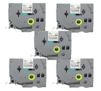 BROVACS Paquete de 5 cintas de etiquetas laminadas negras sobre transparentes compatibles con impresora de etiquetas Brother P-Touch TZ 151 TZe 151 de 24 mm OPA4151x5