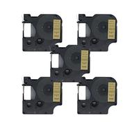 BROVACS Paquete de 5 cintas de etiquetas negras sobre doradas compatibles con DYMO D1 45023 12 mm 1/2 pulgada OPA2223x5