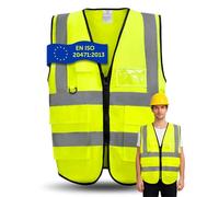 Brovamo Chaleco Seguridad de Alta Visibilidad | Chaleco Reflectante Multibolsillos | Chaleco Trabajo Reflectante 3 Tamaños - Adecuado para Obras de Construcción, Coches y Motocicletas (S)