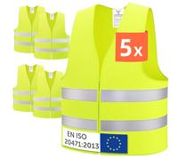 Brovamo Chalecos de seguridad para auto 5 en 1 válidos en toda Europa según EN ISO 20471 - Chaleco de seguridad para auto - Chaleco de seguridad para todos los tamaños - Chaleco de seguridad para