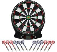 Brovamo Juego de Diana electrónica - Diana electrónica, 12 Dardos, Punta de plástico, 30 Puntas de Repuesto, con Pantalla LCD, Funciona con Pilas