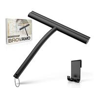 Brovamo Rasqueta Limpiacristales Limpiador de Sin Rayas, Limpiacristales para Ducha con Soporte Sin Taladro, Limpia Mamparasducha Cristal con Núcleo de Acero Inoxidable para Ventanas de Baño[Negro]