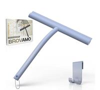 Brovamo Rasqueta Limpiacristales Limpiador de Sin Rayas, Rasqueta Limpiacristales con Soporte Sin Taladro, Rasqueta Limpiacristales Ducha con Núcleo de Acero Inoxidable para Ventanas de Baño[Azul]