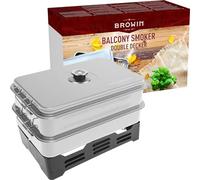 Browin 330007 Ahumadero de balcón con capacidad ajustable, gran ahumadero portátil con termómetro, para ahumar carne, pescado, queso, verduras, acero inoxidable
