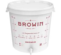 Browin 340447 - Contenedor de fermentación (30 L, con tapa, escala de capacidad impresa, para preparar lotes caseros de vino, cerveza y destilación, color blanco
