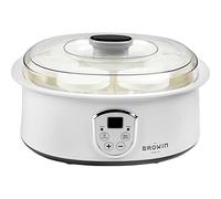 Browin 801015 Yogurtera con termostato, 7 Vasos de Yogur con Tapa, 1,3 l, 20 W, Plástico, Cristal