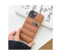 (brown, 13por Black lens) Winter Down Jacket 3d The Puffer Soft Cloth Phone Case ,3d Cute Shockproof Cover Case For Iphone 12 Promax/ 13 Promax