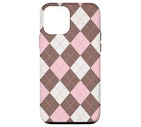 Brown and Pink Argyle Print Rhombus Geometric Modern Carcasa para iPhone 12 Mini