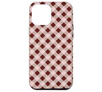 Brown and Pink Gingham Squares Classic Plaid Trendy Pattern Carcasa para iPhone 12 Pro MAX