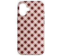 Brown and Pink Gingham Squares Classic Plaid Trendy Pattern Carcasa para iPhone 16