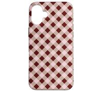 Brown and Pink Gingham Squares Classic Plaid Trendy Pattern Carcasa para iPhone 16 Plus