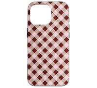Brown and Pink Gingham Squares Classic Plaid Trendy Pattern Carcasa para iPhone 16 Pro