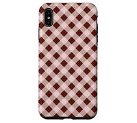 Brown and Pink Gingham Squares Classic Plaid Trendy Pattern Carcasa para iPhone XS MAX