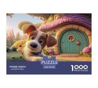 Brown and White Puppy 1000 Pcs Cartón Rompecabezas Mountain Village Liberador De Estrés Juego Creativo Puzzle Juego De Desafío Difícil 70x50cm/1000pcs