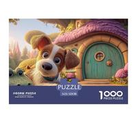 Brown and White Puppy 1000 Piezas Cartón Rompecabezas Mountain Village Imposible, Difícil Juego Creativo Puzzle Juego De Desafío Difícil 52x38cm/1000pcs