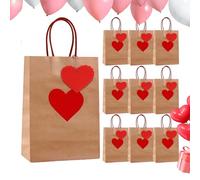 Brown Bags | 20x15x8cm Storage Pouch With Tags And Strings | 10 Pieces Dependable Choice Solution Packaging Heart Motif Bags,for Valentine Wedding Gathering Party Mother's Day Snacks Toys Scarf Cakes