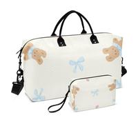 Brown Bear and Bow - Bolsa de viaje de gran tamaño para fin de semana, bolsa deportiva para gimnasio, con correa ajustable para deportes, impermeable