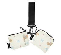 Brown Bear and Bow - Carteras para mujer, tarjeteros, gran capacidad, con cremallera, bolsillo con cremallera, para uso diario, 2 unidades, oso marrón y lazo, 1 size, Casual