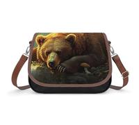 Brown Bear And Mushroom - Bolso cruzado para mujer, bolso de hombro con correa ajustable