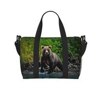 Brown Bear - Bolso bandolera portátil con estampado de oso para mujer, adecuado para gimnasio, entrenamientos, viajes y viajes