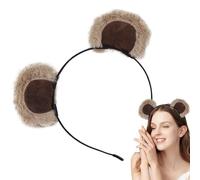 Brown Bear Ears Headband - Fuzzy Funny Animal Headband, Adjustable Cosplay Headbands | Cute Chipmunk Ears Costume Hair Accessory, Women Girls Kids Plush Headbands For Holiday Party Celebration