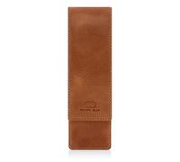 BROWN BEAR Estuche de piel para 2 bolígrafos, Marrón Coñac Vintage con Cierre Magnético, Lederetui für 2 Schreibgeräte mit Magnetverschluss, Estuche para 2 bolígrafos