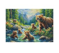 Brown Bear Mother and Cubs Puzzle 300 Piezas EduGatoivo 3D Juego De Rompecabezas para Familia Entretenimiento Creativo Construir Maquetas 300 PCS