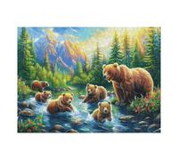 Brown Bear Mother and Cubs Puzzles 500 Piezas Construir Maquetas Rompecabezas para Adultos Desafío Intelectual Juguete EduGatoivo 3D Moderno 500 PCS
