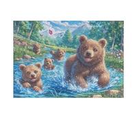 Brown Bear Parent and Cub Puzzle 300 Piezas Obra De Arte Premium Rompecabezas Familiar para Adultos Aliviar Estrés Decoración Hogar Moderno 300 PCS