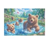 Brown Bear Parent and Cub Puzzles 1000 Piezas Juguete EduGatoivo 3D Interactivo Rompecabezas Familiar para Toda La Familia Entretenimiento Creativo Decorativo 1000 PCS