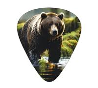 Brown Bear Pounce - 12 púas de guitarra por paquete, disponibles en 3 grosores diferentes, adecuadas para guitarras eléctricas, ukeleles, etc.