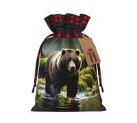 Brown Bear Pounce - Bolsas de cordón con estampado de oso marrón, bolsa de bocadillos de caramelos, bolsas reutilizables para envolver y almacenar, talla M