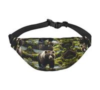 Brown Bear Pounce - Riñonera grande para niños, bolsa cruzada de viaje, adecuada para disfrutar de deportes, correr, ciclismo, viajes, pesca
