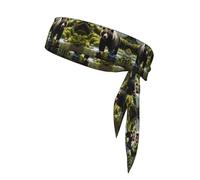 Brown Bear Pounce - Vendaje atlético de doble cara con diadema deportiva impresa, adecuada para tenis, ninja, karate, correr y yoga