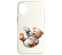Brown Bear Silly Baby Boy - Oso de Peluche Azul para Baby Shower Carcasa para iPhone 16 Plus