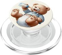 Brown Bear Silly Baby Boy - Oso de Peluche Azul para Baby Shower PopSockets PopGrip para MagSafe