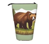Brown Bear Walking - Estuche extensible para lápices, tela Oxford multidiseño, altura ajustable, bolsa de cosméticos multiusos