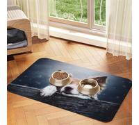 Brown Border Collie Bokeh God with Yellow Eyes,Waterproof Pet Feeding Mat,PU Leather Placemats for Cat Dog Water Bowl,Food Mats,30x45cm