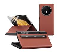 (Brown, Brown) For Honor Magic V3 5G Case View Window PU Leather Phone Cover with Stylus