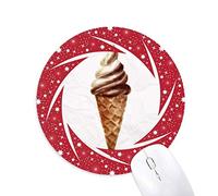 Brown Chocolate Dulce Helado Patron Wheel Mouse Pad de Goma roja Redonda