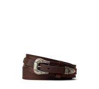 Brown Cinturón Western de piel con puntadas 38