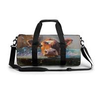 Brown Cow in A Tub Whimsical - Bolsa de viaje para gimnasio para mujeres y hombres, bolsa de lona cilíndrica con correa para el hombro