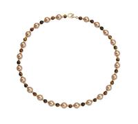 Brown Fashion Necklaces for Women and Tiger Eye Champagne Pearl Necklace 48CM, Cubic Zirconia