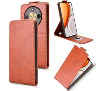 (brown) for Honor Magic 8 Lite Slim Business Style Simple Vertical Wallet Flip Folio Leather Protective Phone Case with Card Slot for Men Women
