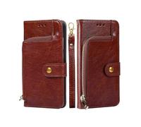 (Brown) For ZTE Axon 30 Pro 5G Zipper Bag PU + TPU Horizontal Flip Leather Case with Holder & Card Slot & Wallet & Lanyard