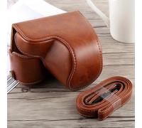 (Brown) Full Body Camera PU Leather Case Bag with Strap for Sony A6300