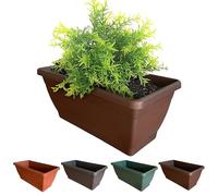 BROWN&GREEN Jardinera Exterior Grande con Plato - 50x19x18 cm - Bronce - Rectangular - Plástico - Floreira