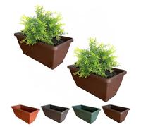 BROWN&GREEN Jardineras Exterior Grandes con Plato - Jardineras Exterior 40x19x18 - Jardinera Bronce - Jardinera Rectangular - Jardineras - Jardinera Exterior Grandes Plastico - Floreiras Exterior
