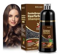 Brown Hair Dye Shampoo 3 en 1, champú para el color del cabello marrón oscuro contra las canas, champú instantáneo, champú de color marrón para hombres y mujeres, 500 ml